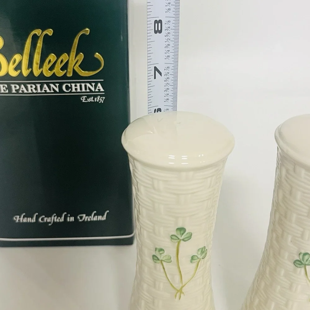 Belleek‎ Pottery Ireland Shamrock Basket Weave 6